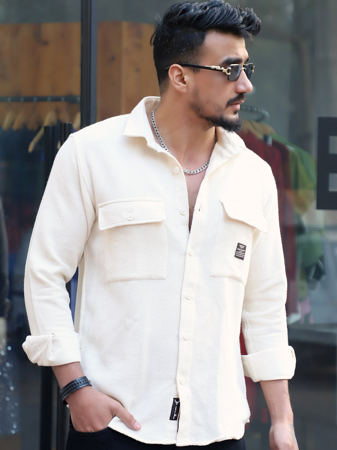 Tuscan Beige Texture Full Sleeve Shirt