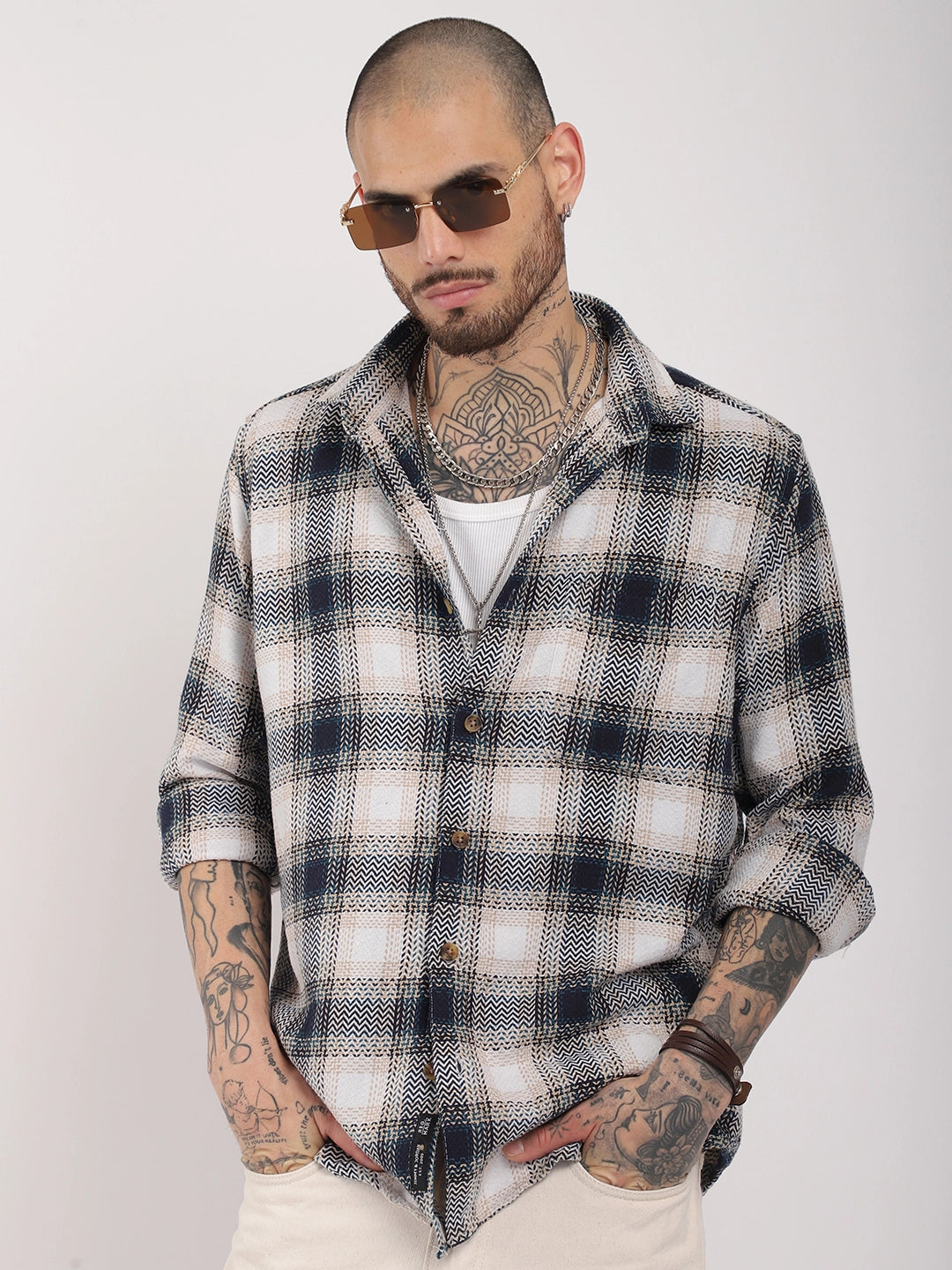 Check Navy Full Sleeve Shirt