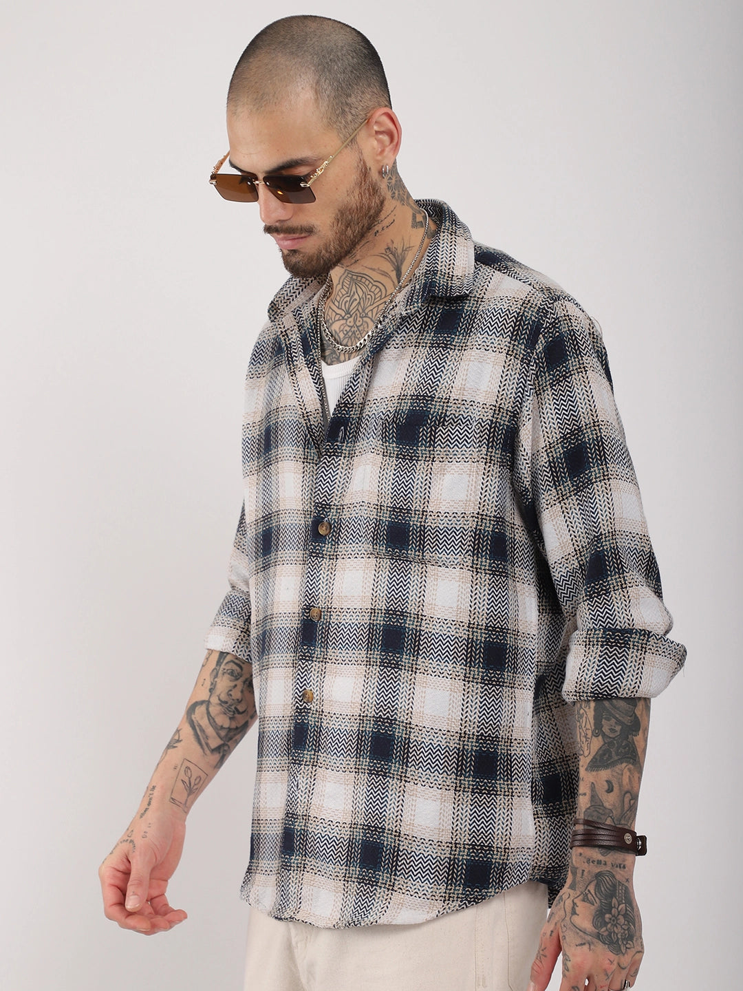 Check Navy Full Sleeve Shirt