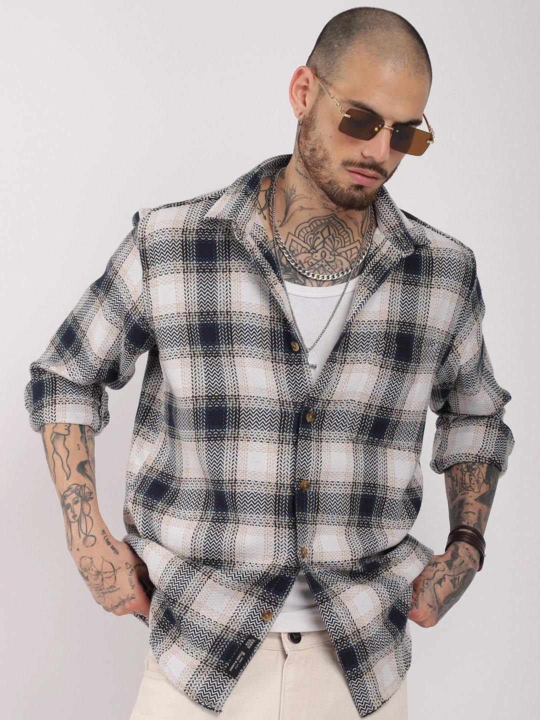 Check Navy Full Sleeve Shirt