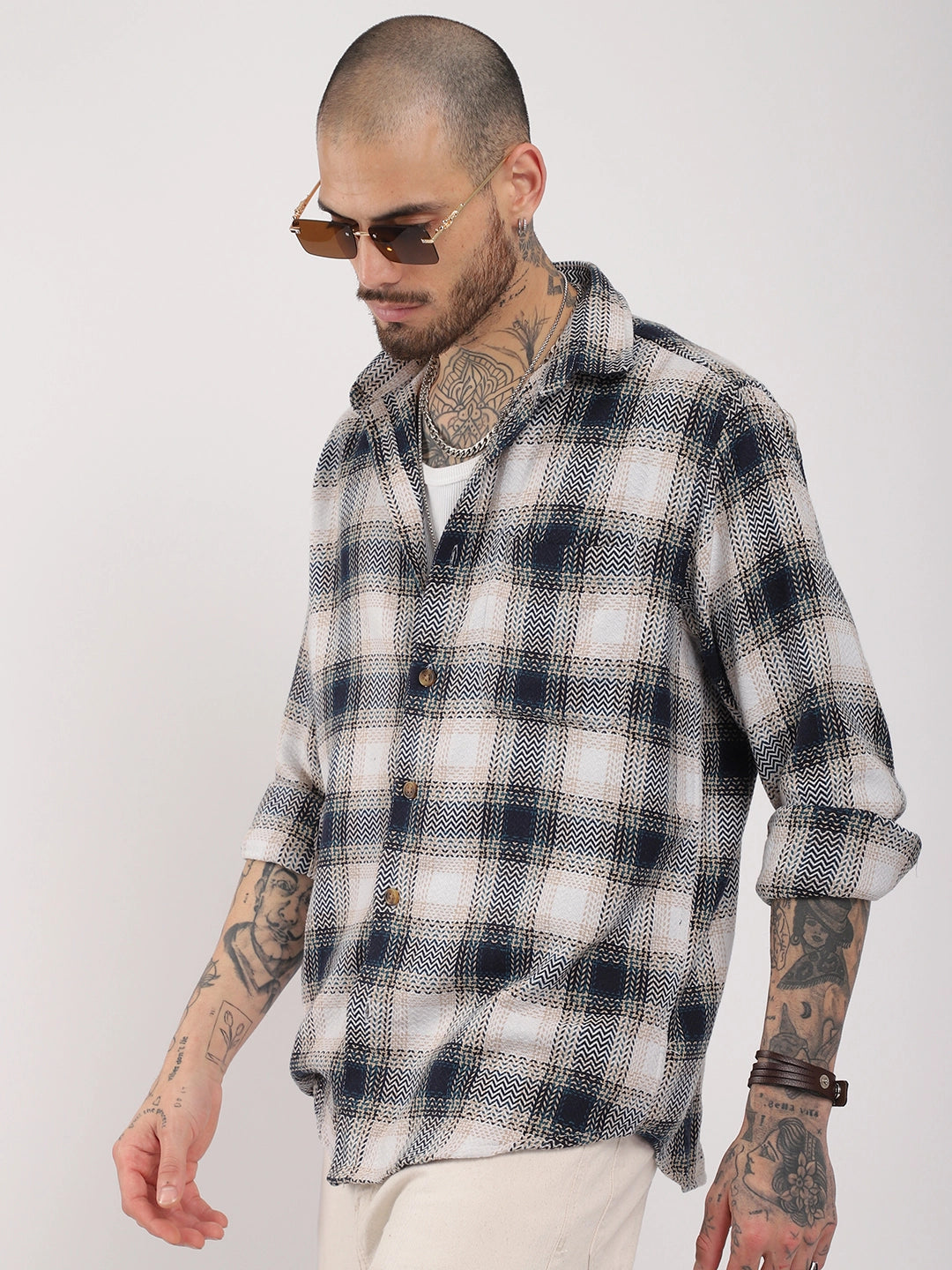 Check Navy Full Sleeve Shirt