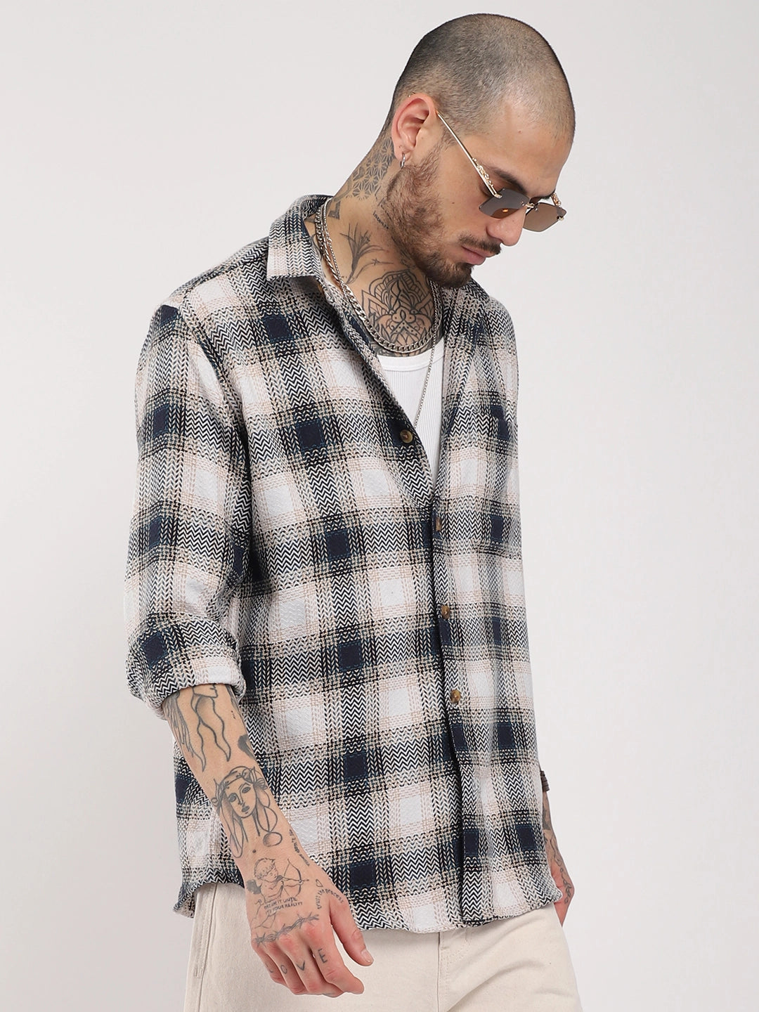 Check Navy Full Sleeve Shirt