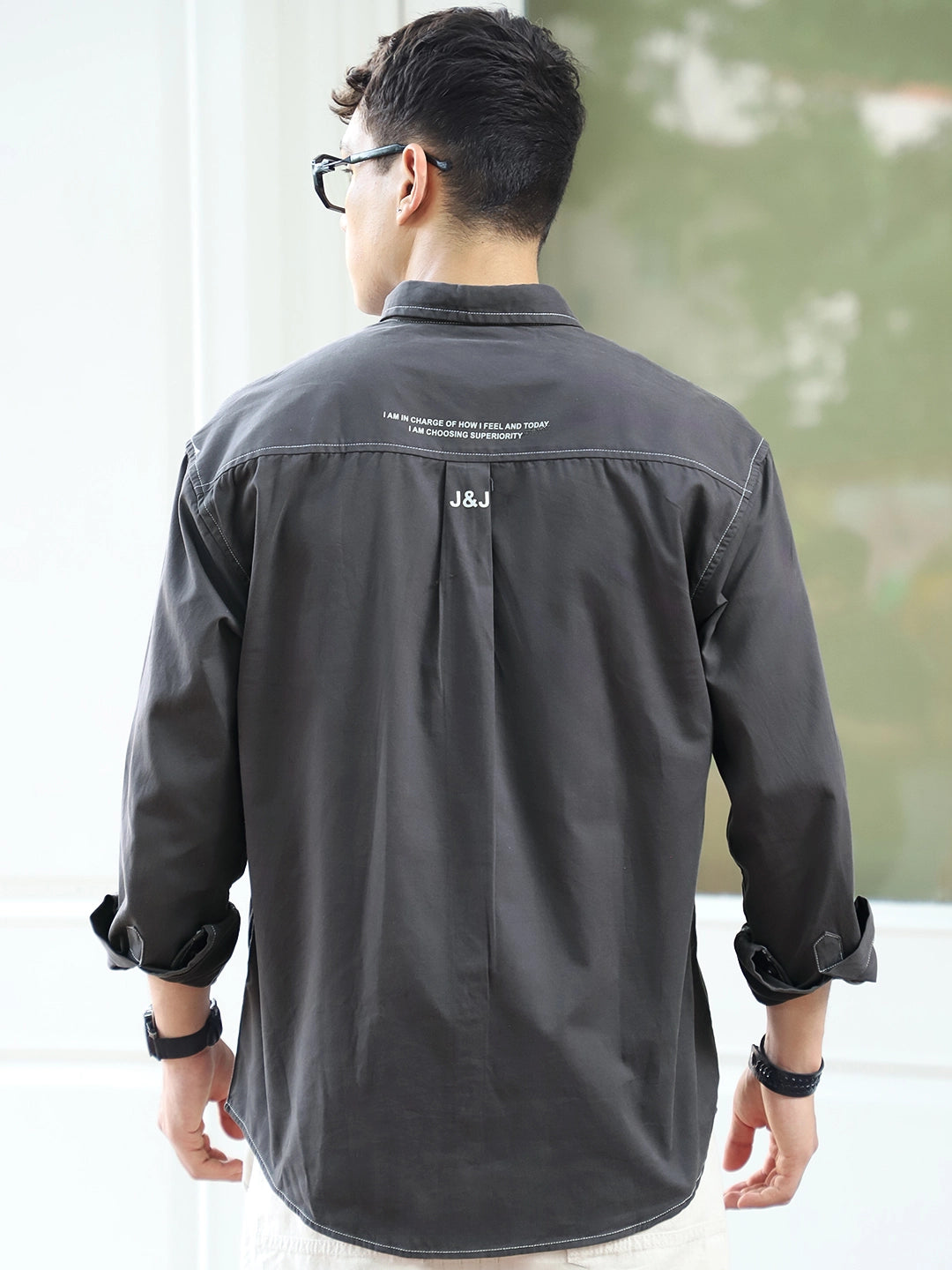Fabric Lorenzo twilled Grey Full Sleeve Shirt