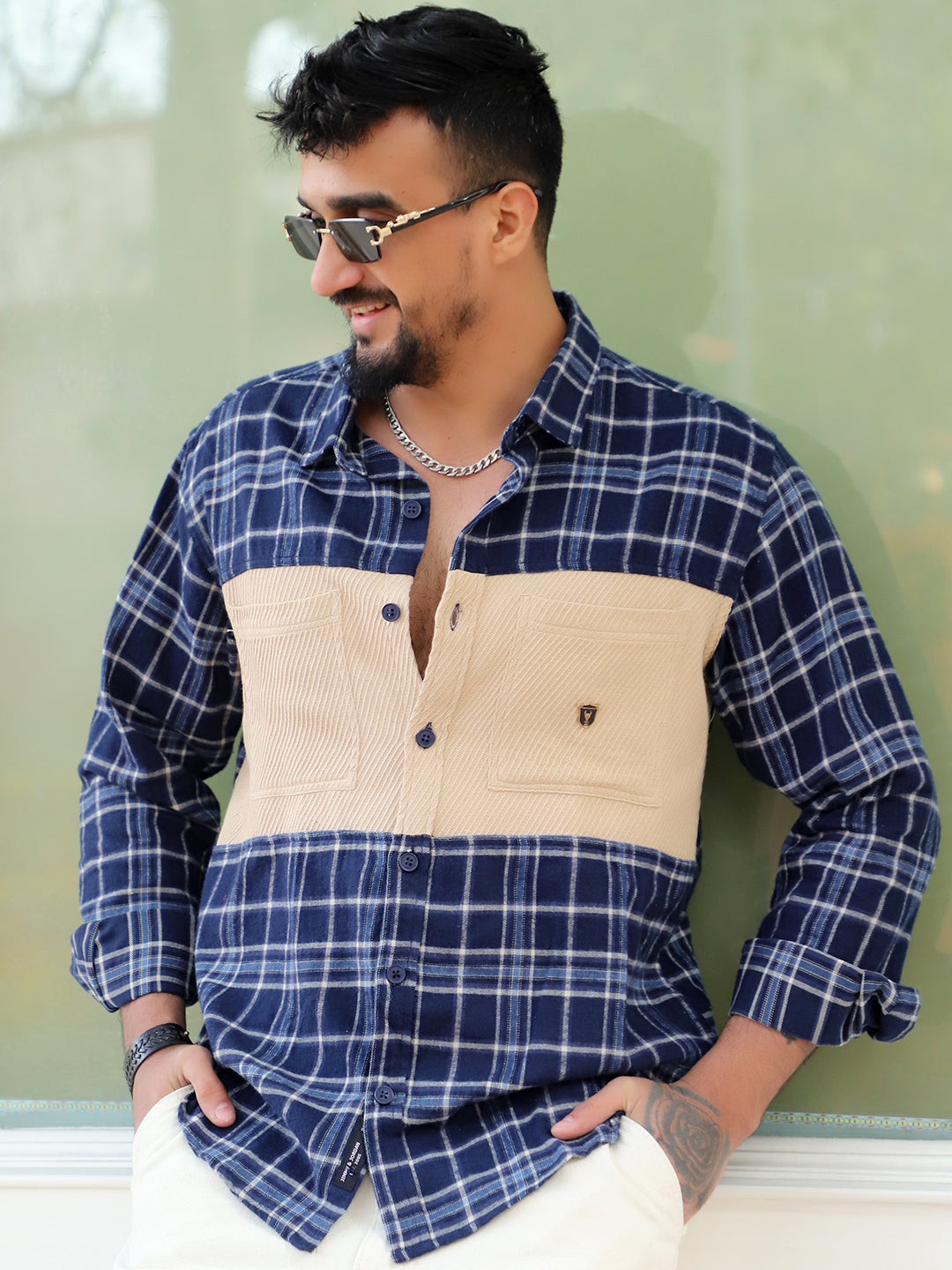 Thunderbird Oxford Blue Check Full Sleeve Shirt