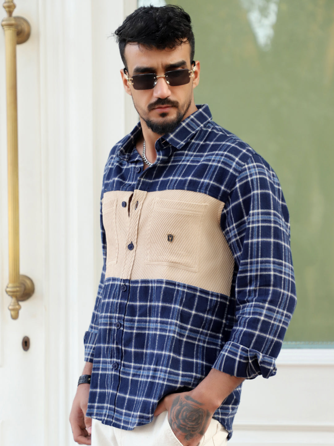 Thunderbird Oxford Blue Check Full Sleeve Shirt