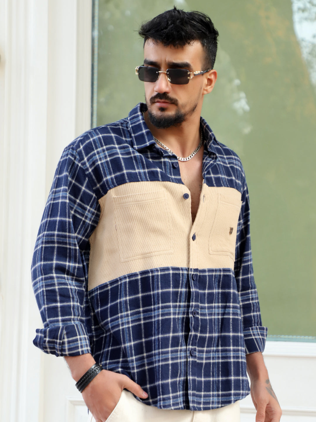 Thunderbird Oxford Blue Check Full Sleeve Shirt