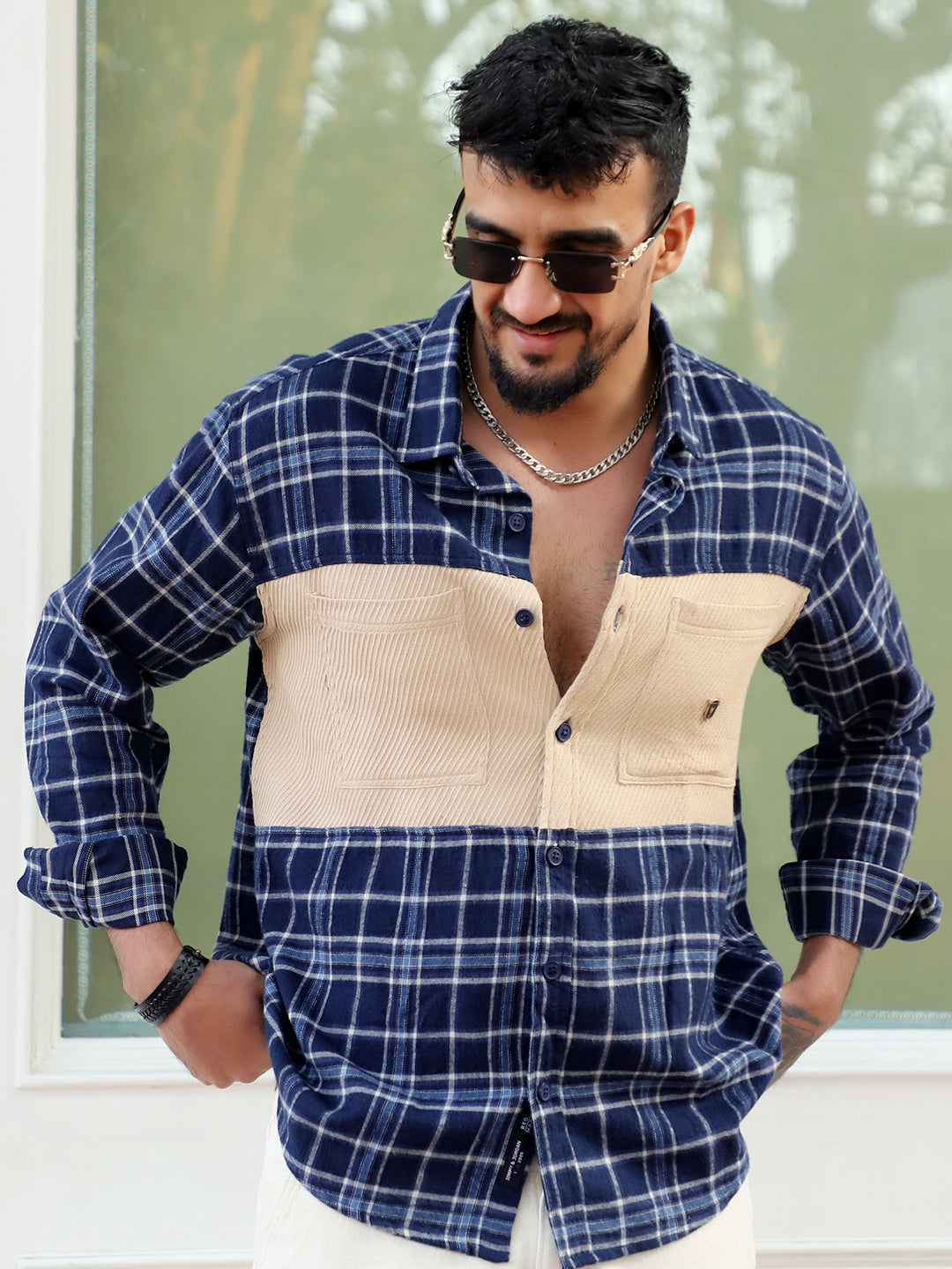 Thunderbird Oxford Blue Check Full Sleeve Shirt