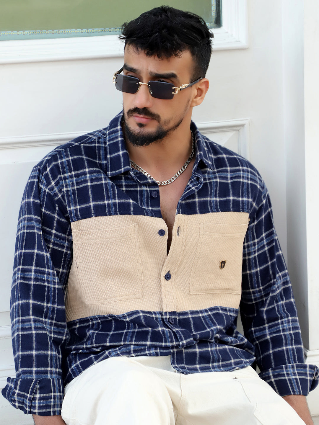 Thunderbird Oxford Blue Check Full Sleeve Shirt