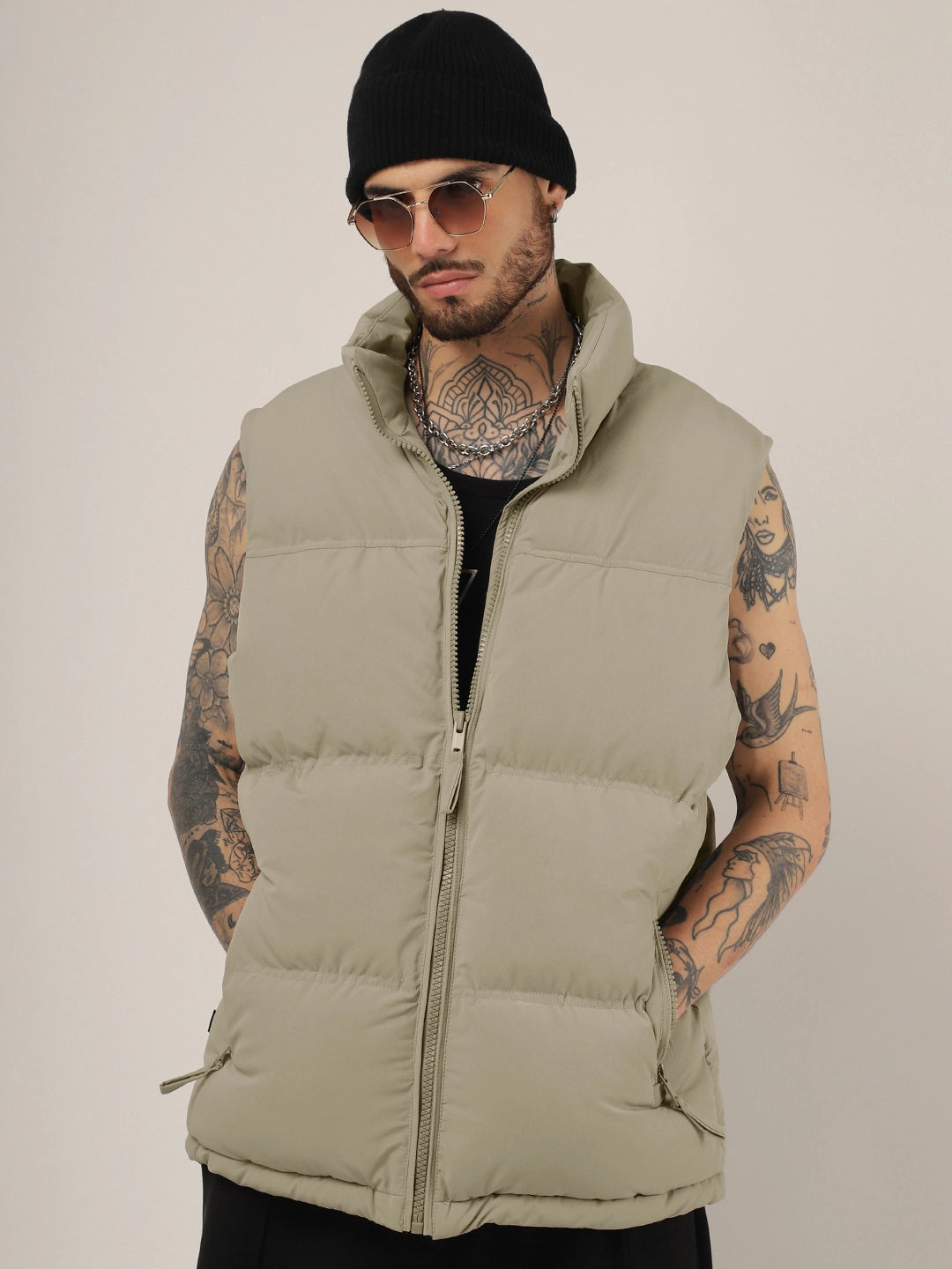 Cut Sleeves Puffer Jacket