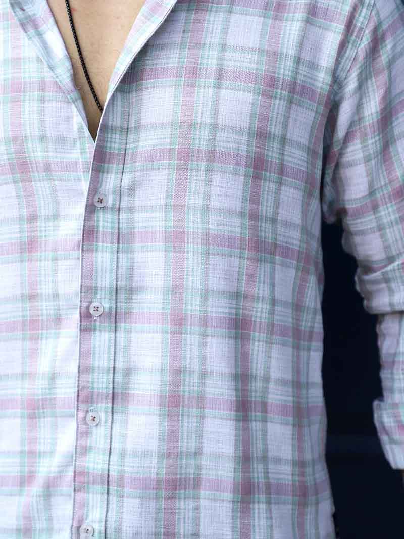 Cortese Cut Light Green Check Shirt