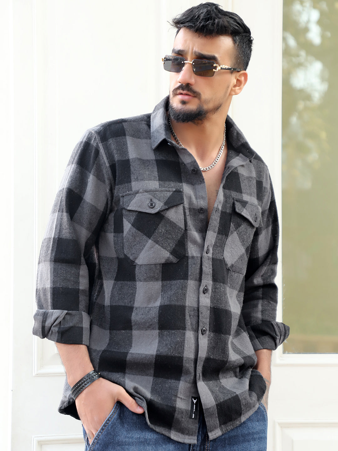 Greylock Black Check Full Sleeve Shirt