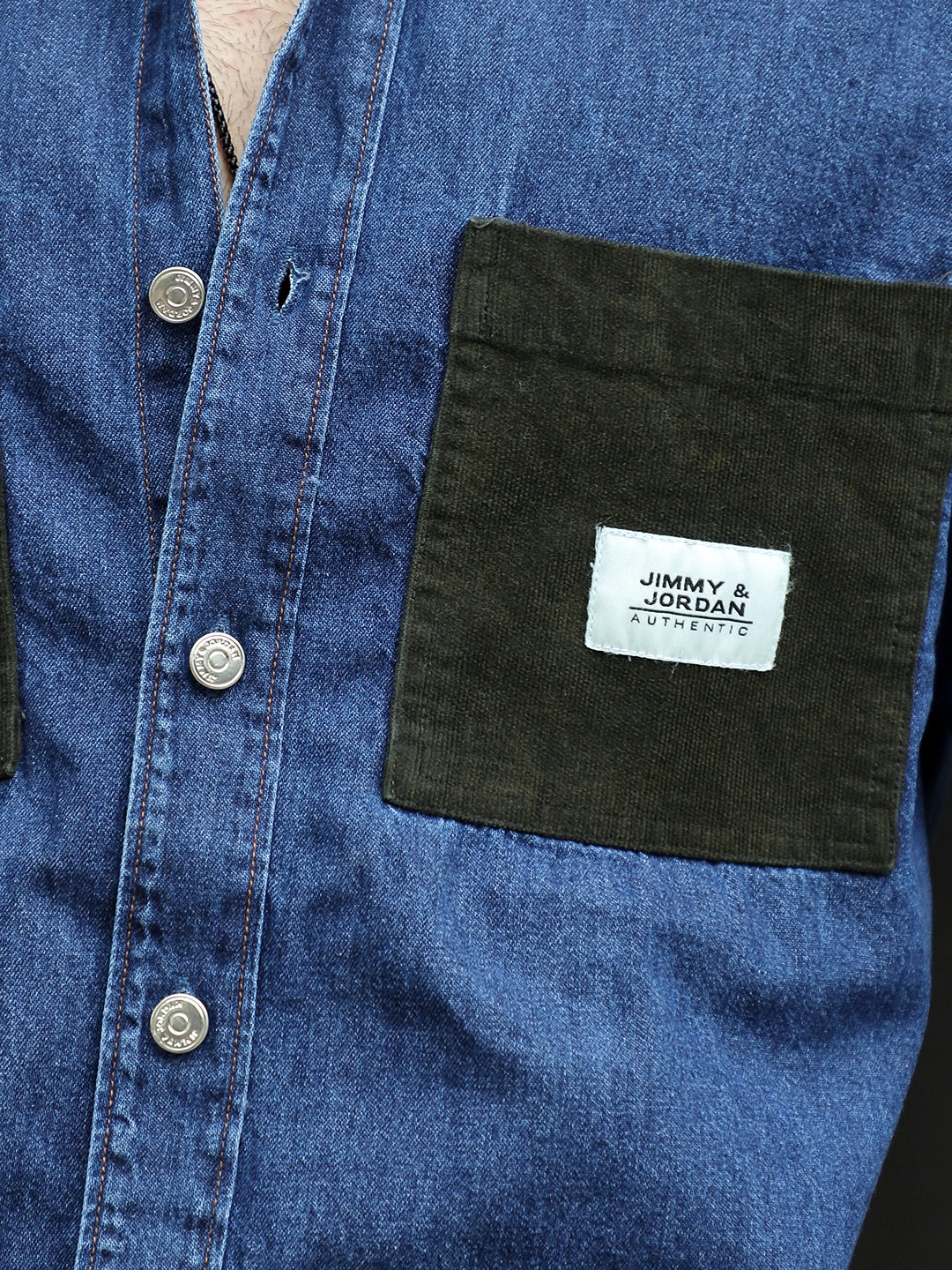 Fade Fit Dark Navy Washed Corduroy Denim Shirt