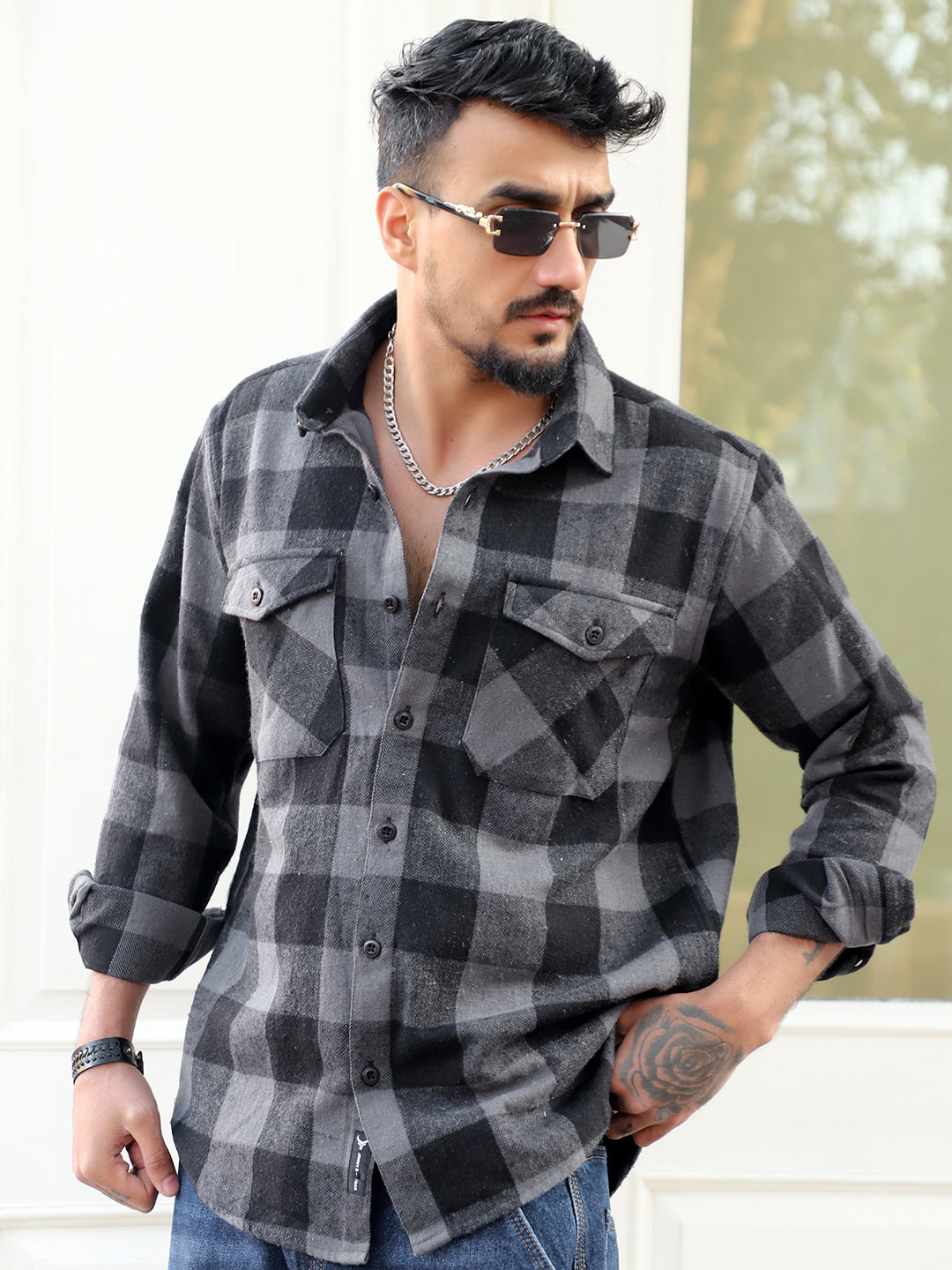 Greylock Black Check Full Sleeve Shirt
