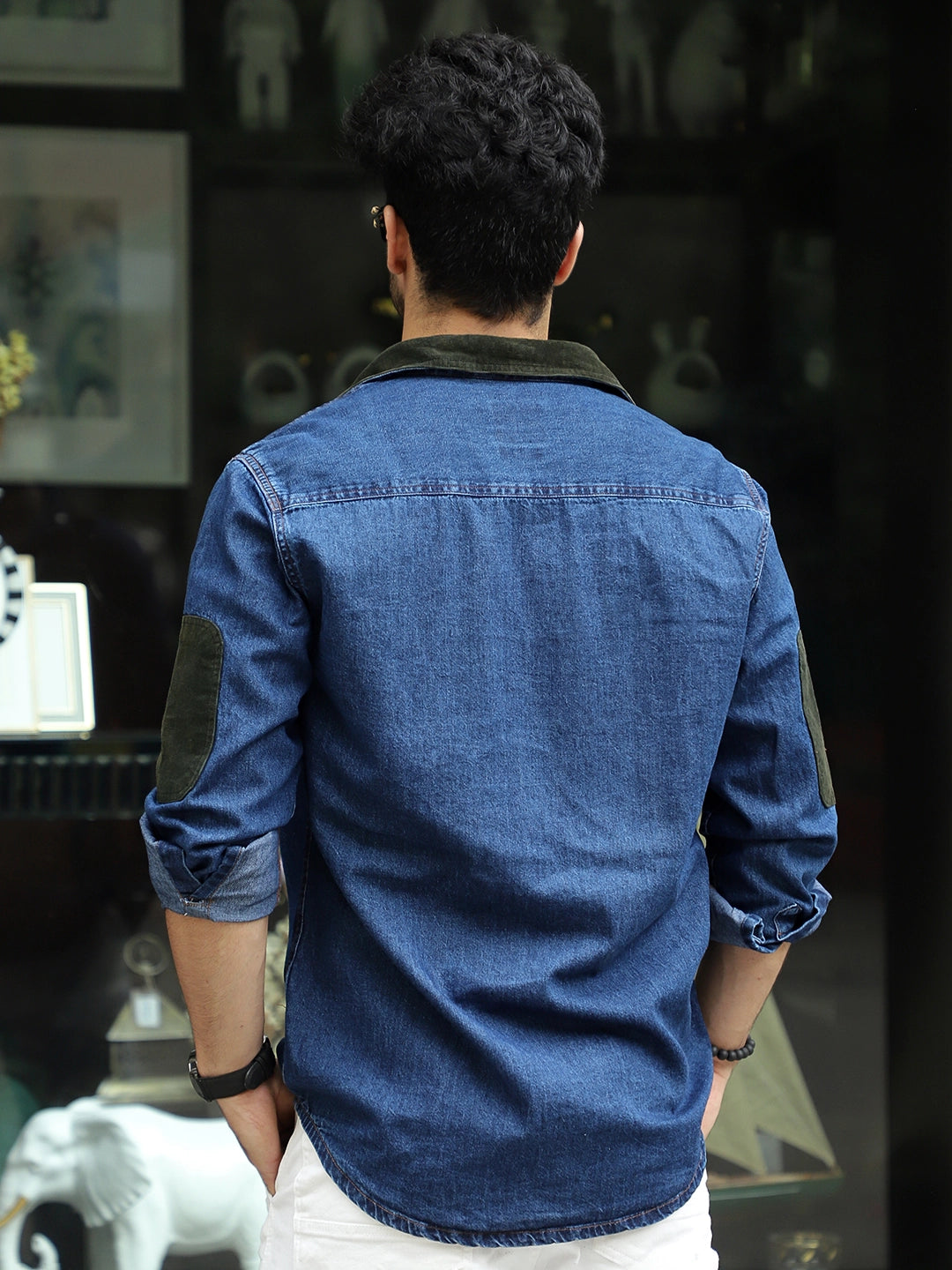 Fade Fit Dark Navy Washed Corduroy Denim Shirt