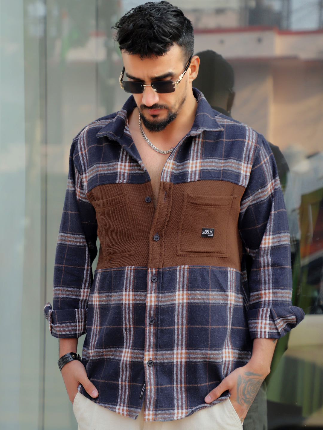 Thunderbird Aegean Blue Check Full Sleeve Shirt