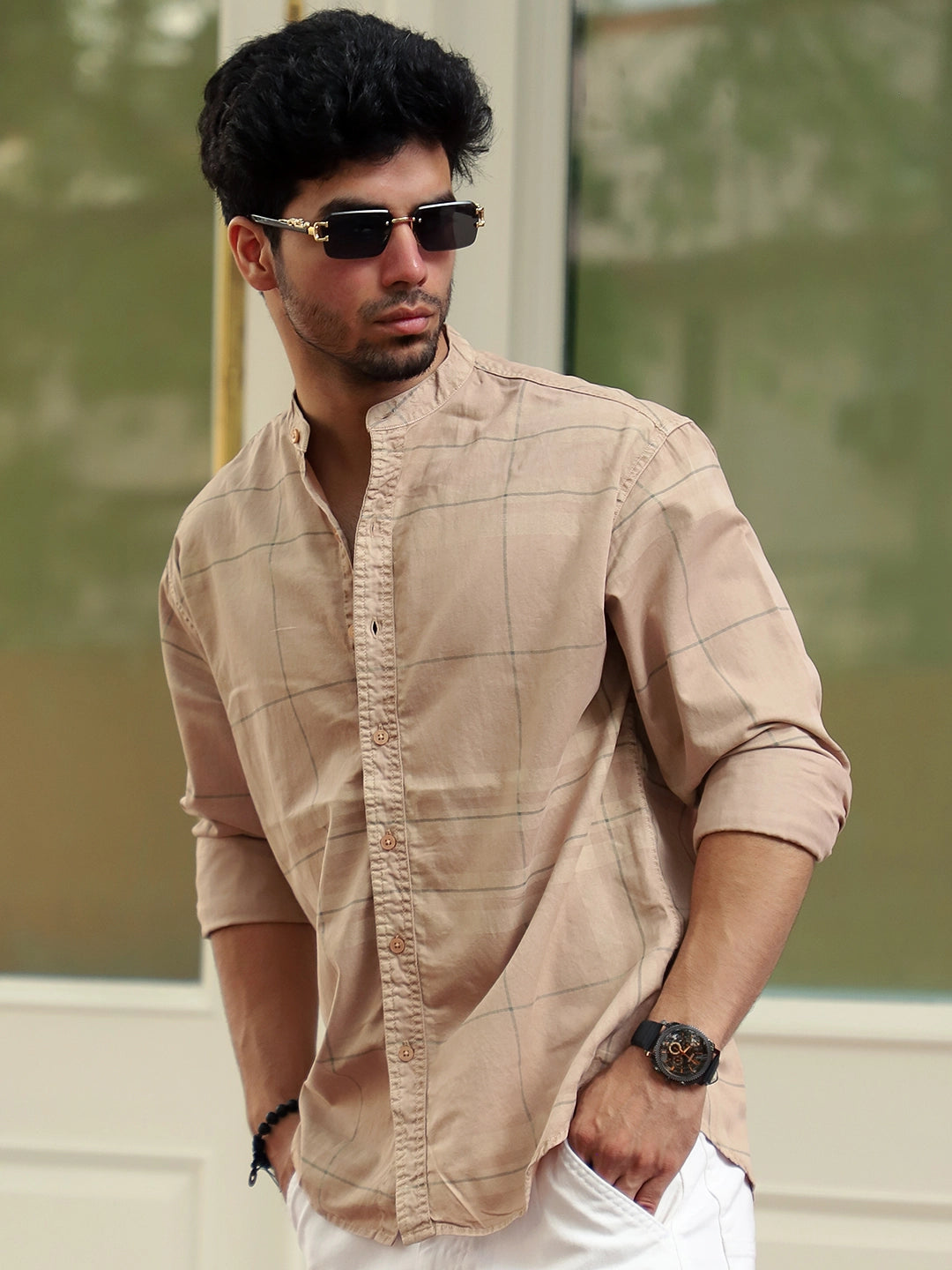 Ink Nest Light Peach Cotton Shirts
