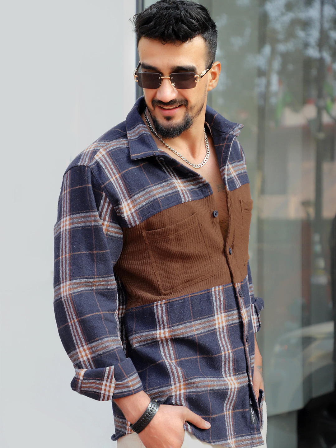 Thunderbird Aegean Blue Check Full Sleeve Shirt