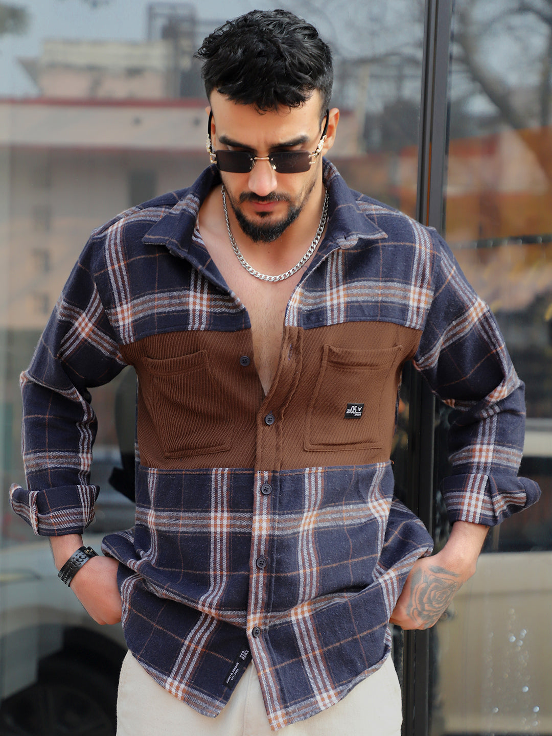 Thunderbird Aegean Blue Check Full Sleeve Shirt