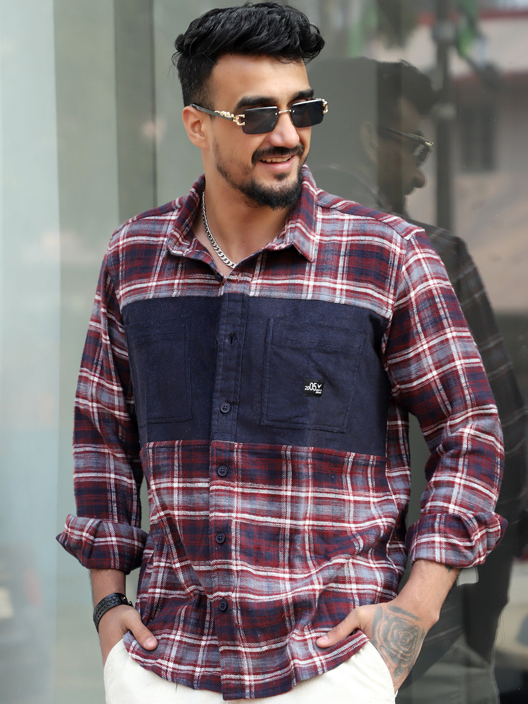 Thunderbird Maroon Check Full Sleeve Shirt