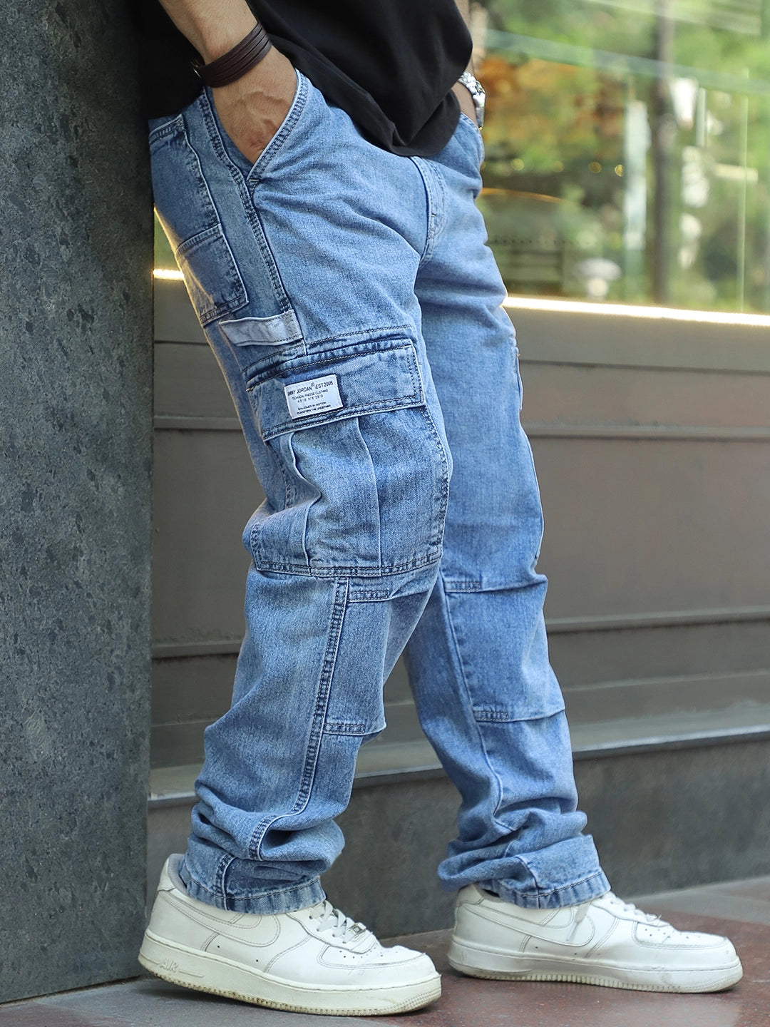 Celshade Light Blue Baggy Fit Denim Cargo