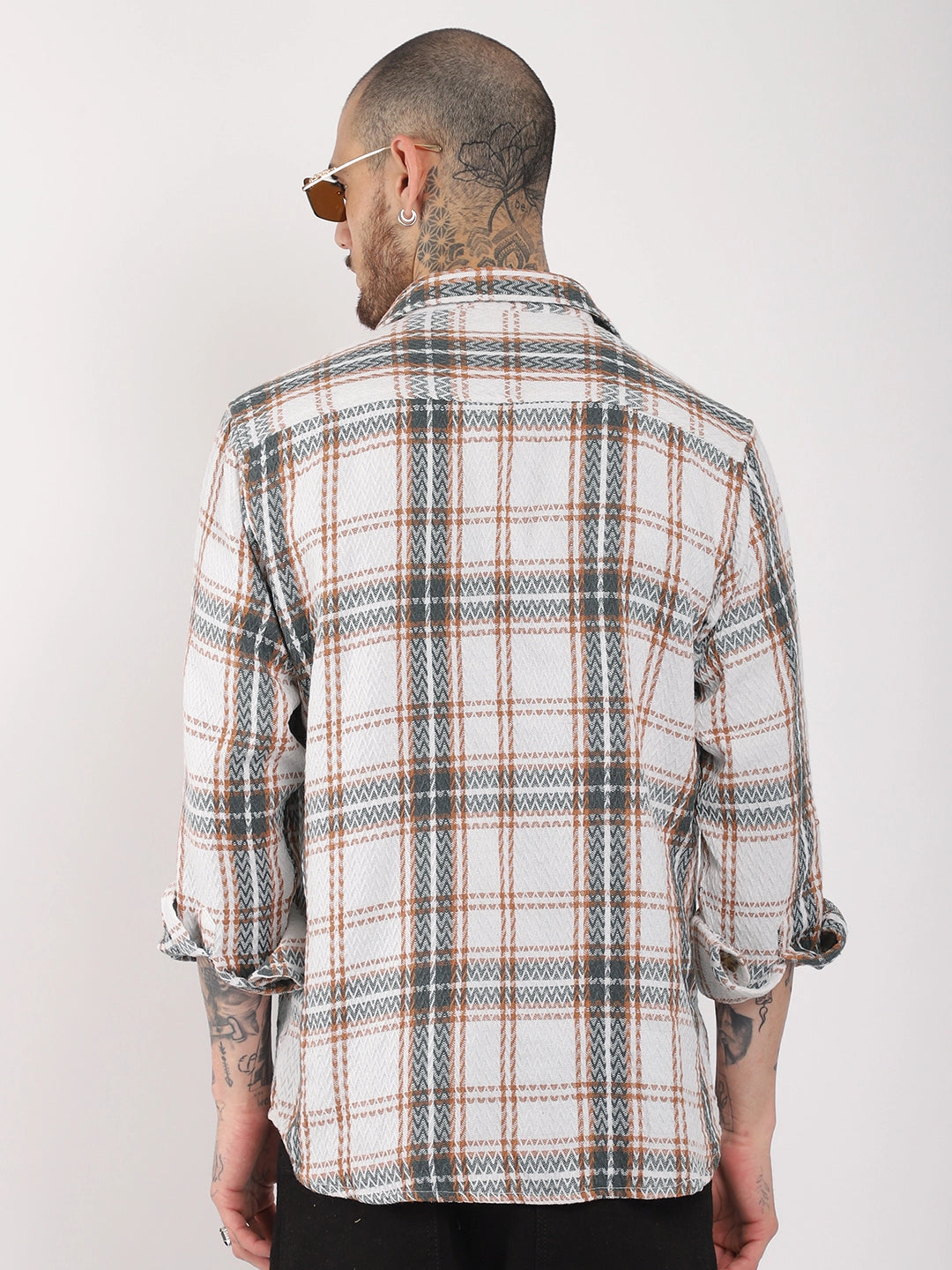 Haring Born Check Grey & Off White Full Sleeve Shirt