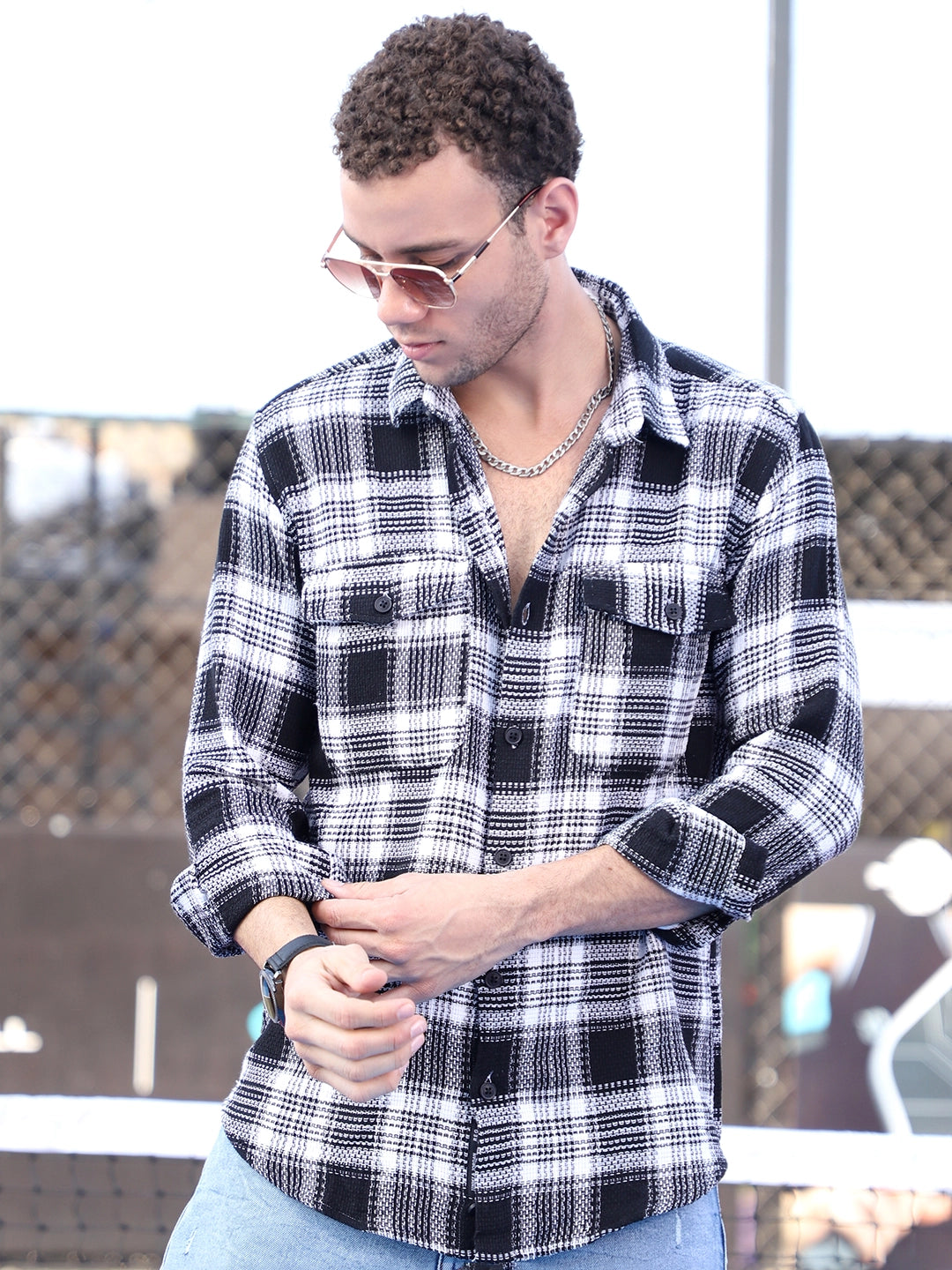 Chrome Fever Black Check Full Sleeve Shirt