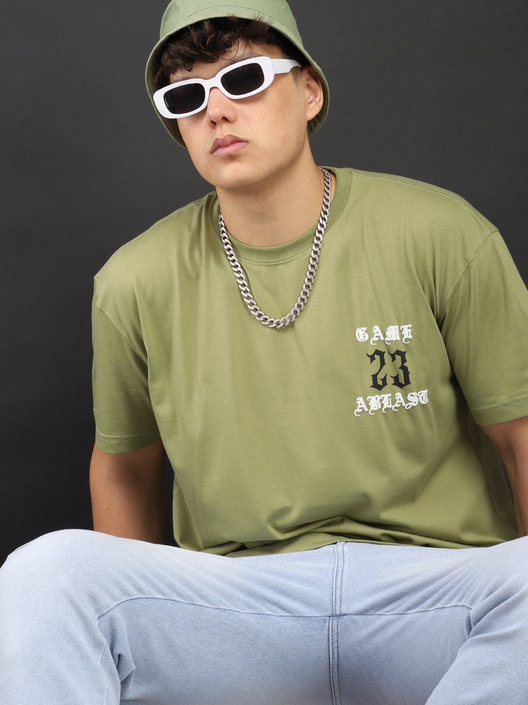 Game A Blast Oversized Green T-Shirt