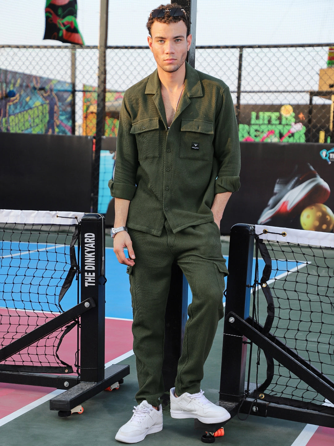Vanta Olive Green Cotrise Co Ord Set