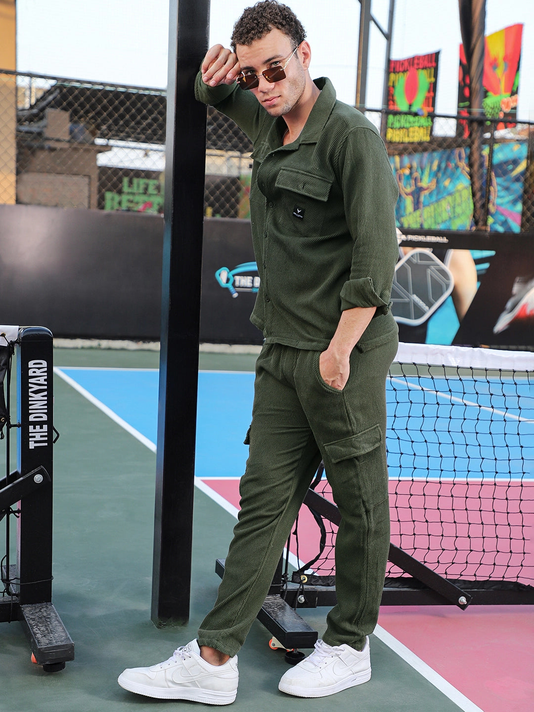Vanta Olive Green Cotrise Co Ord Set