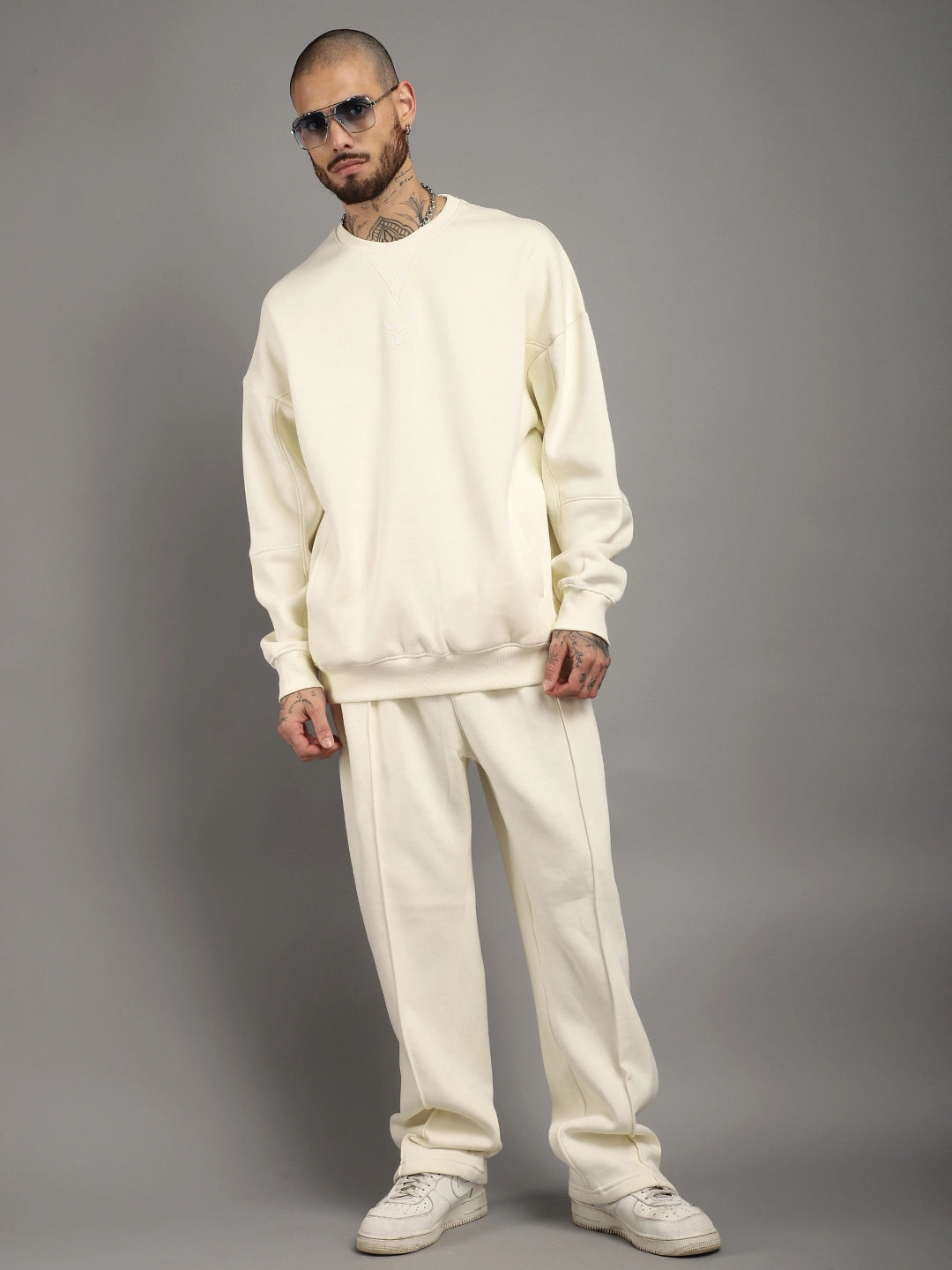 White Fleece Tracksuit Men