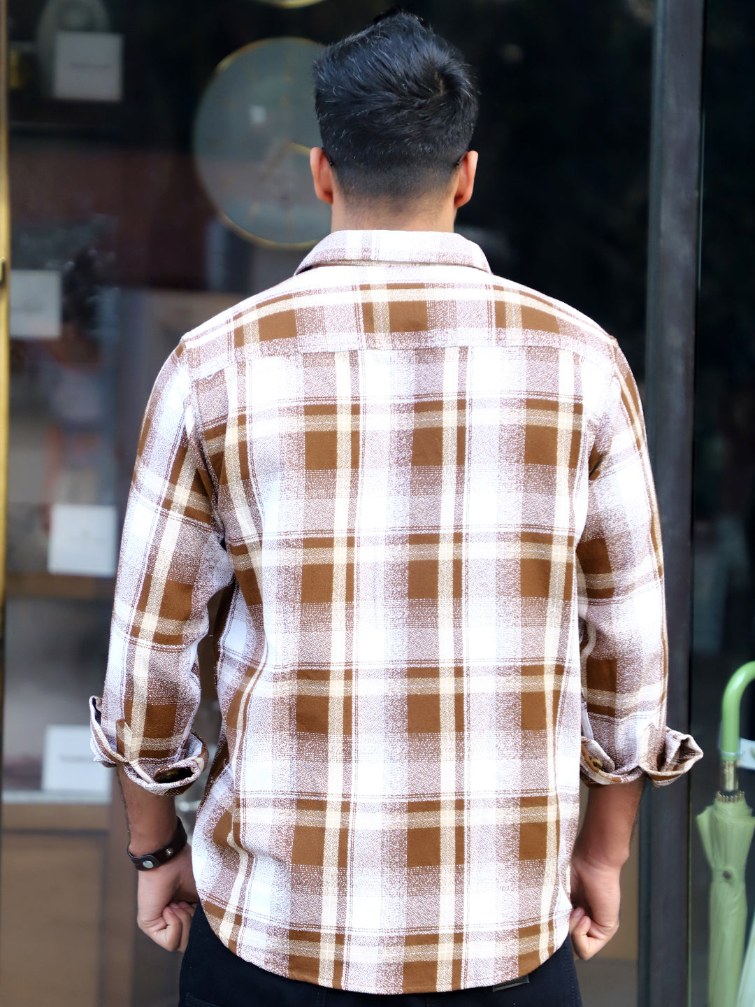 Thunderbird Caramel Brown Check Full Sleeve Shirt