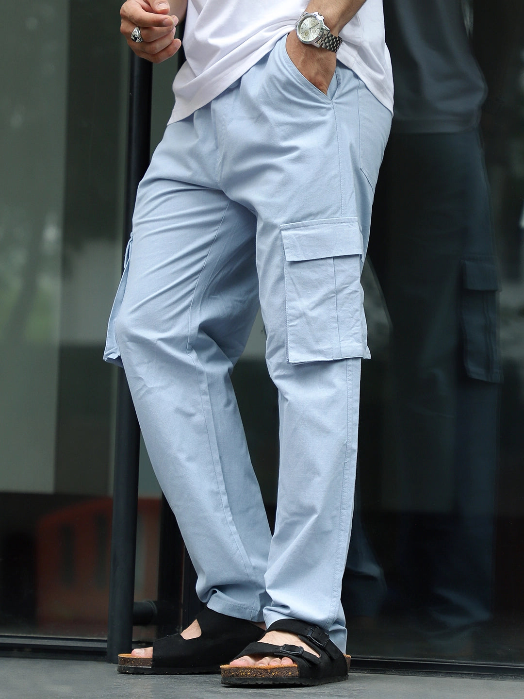 TerraTone Sky Blue Baggy Fit Cotton Cargo