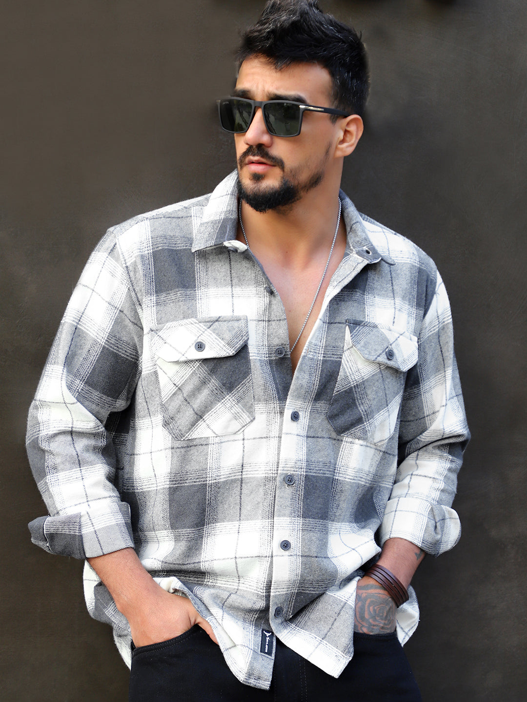 Daytona Dark Grey Check Full Sleeve Shirt