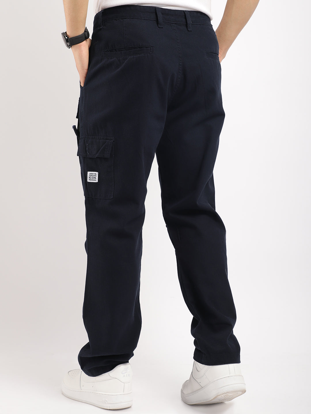 Riverside Navy Blue Cotton Plus Size Cargo