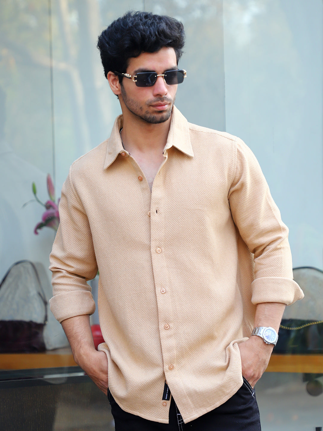 Vanilla Daze Beige full Sleeve Plain shirt
