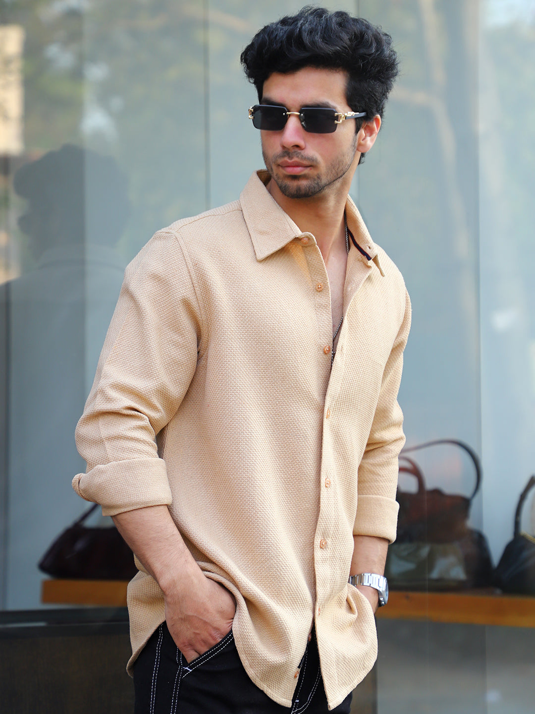 Vanilla Daze Beige full Sleeve Plain shirt