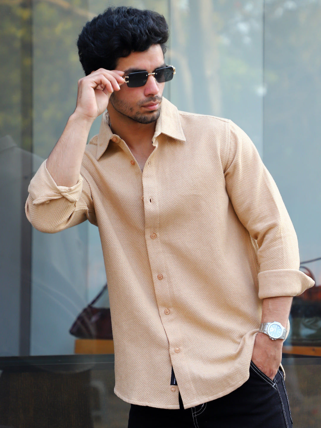 Vanilla Daze Beige full Sleeve Plain shirt