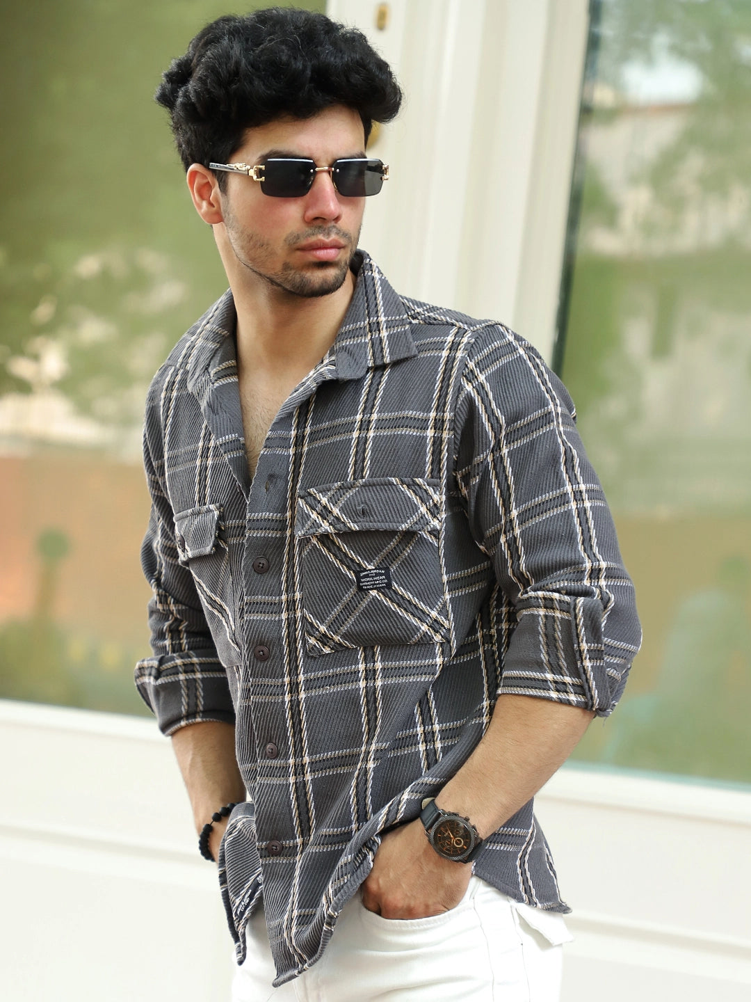 Royal Match Grey Check Full Sleeve Shirt