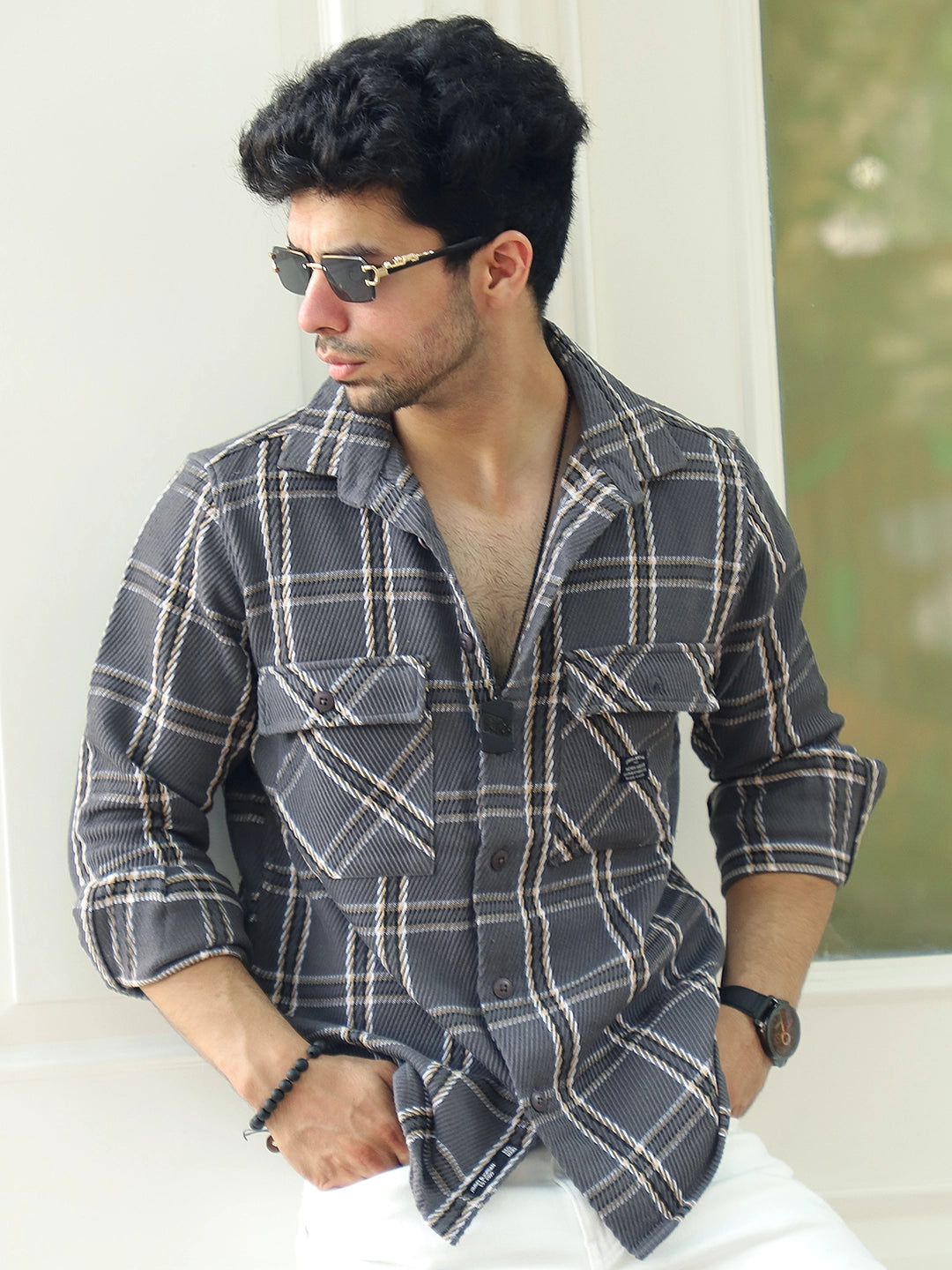Royal Match Grey Check Full Sleeve Shirt