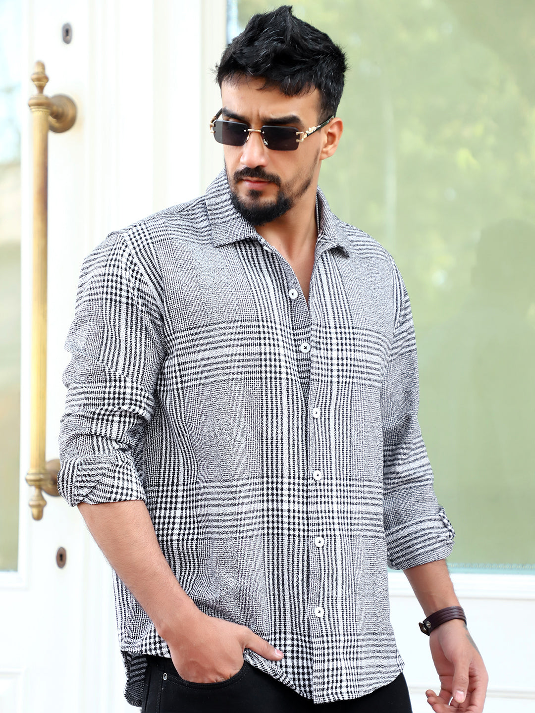 Shadow Theory Black Check Full Sleeve Shirt