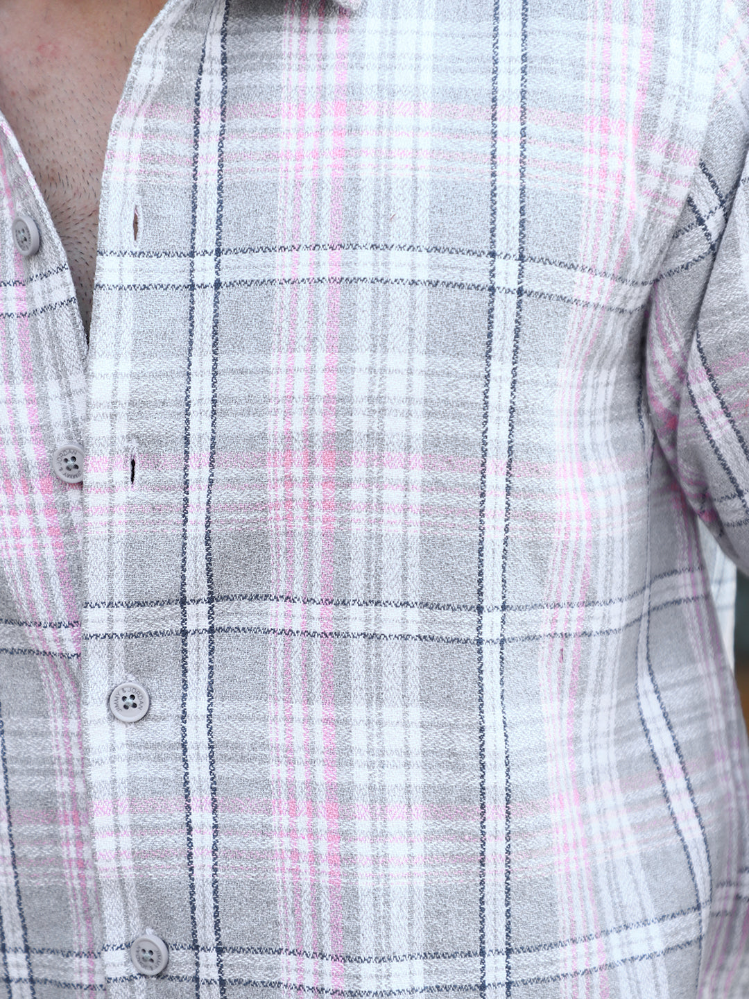 Bloom State Light Gray Check Full Sleeve Shirt