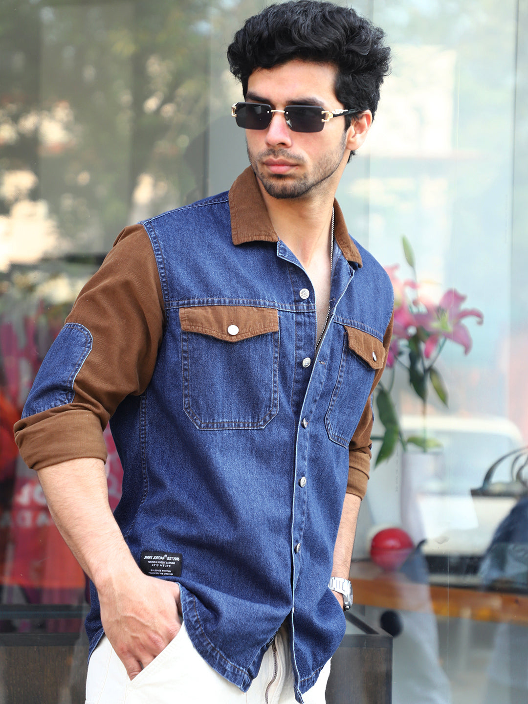 Luxe Fit Berry Blue Washed Denim Shirt