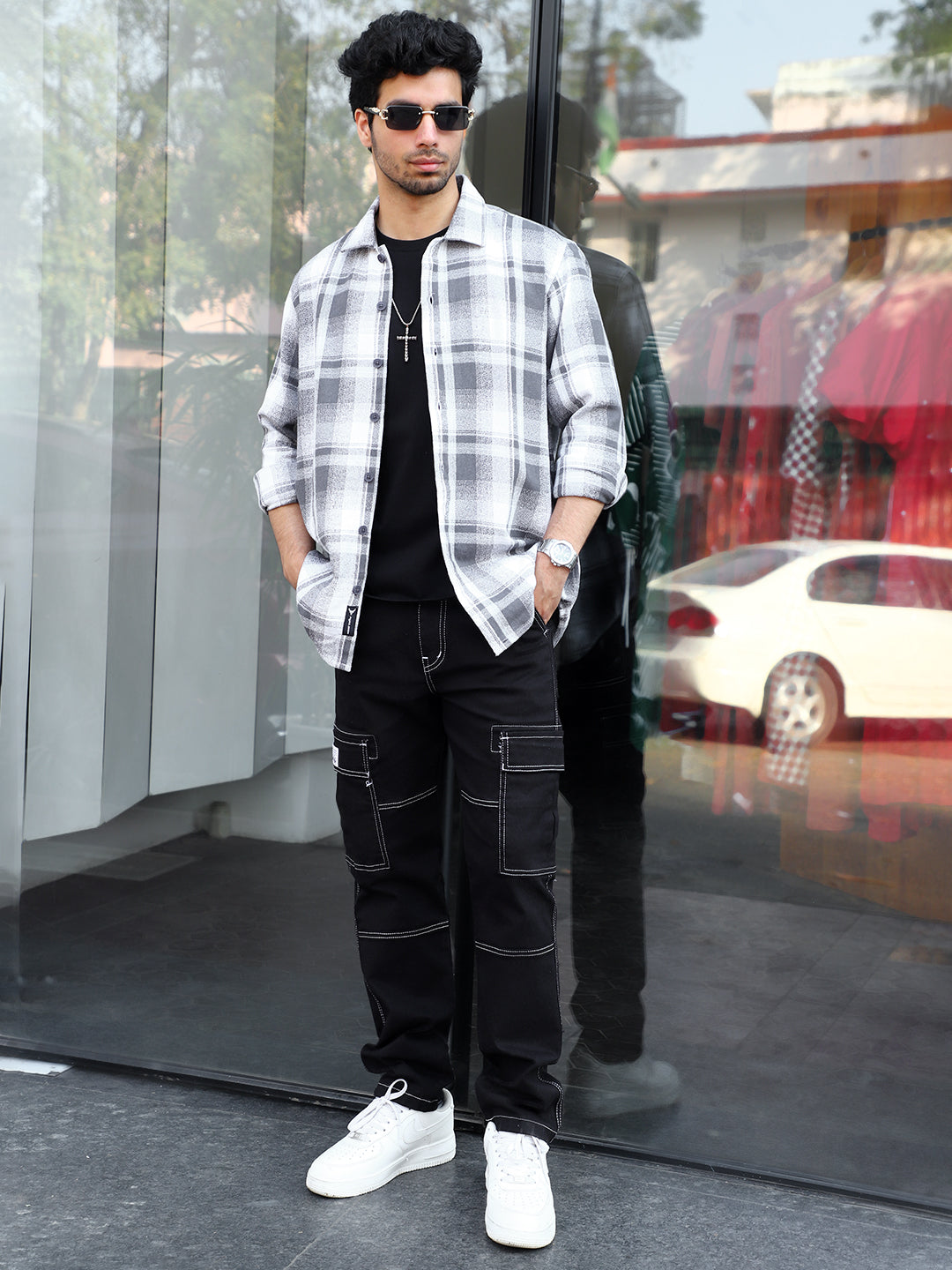 Bloom State Gray Check Full Sleeve Shirt