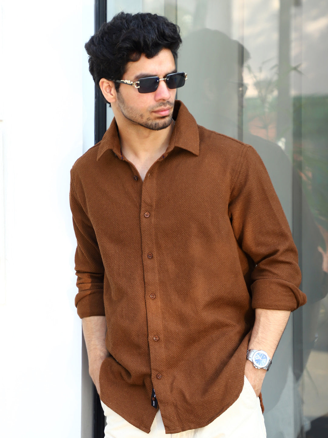 Vanilla Daze Brown full Sleeve Plain shirt