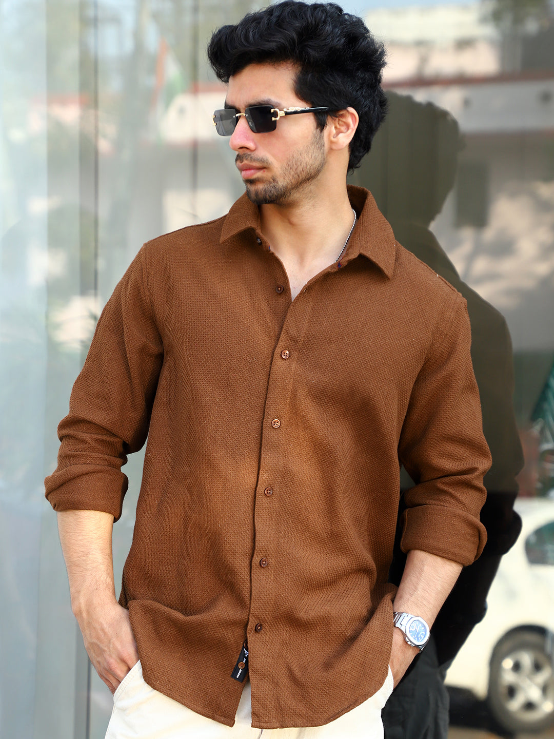 Vanilla Daze Brown full Sleeve Plain shirt