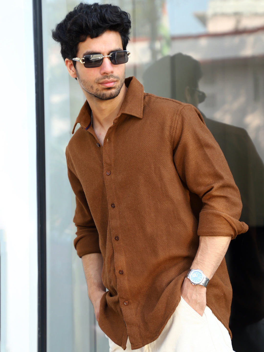 Vanilla Daze Brown full Sleeve Plain shirt