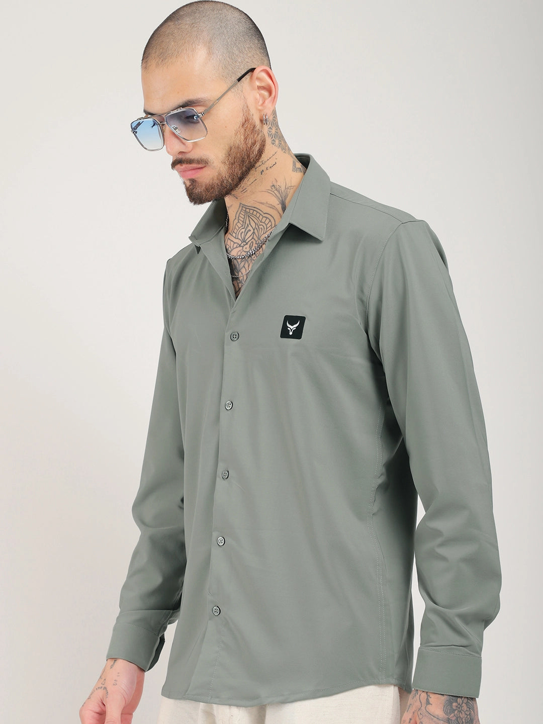 Men Green Full Sleeve Shirt