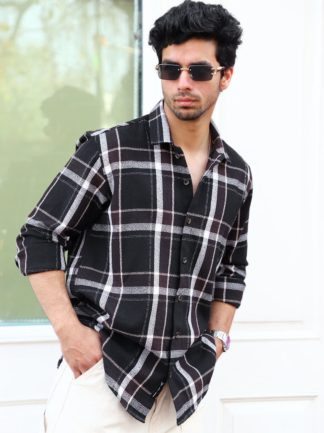 Bloom State Black Check Full Sleeve Shirt