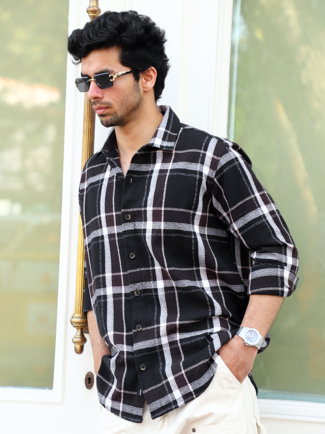 Bloom State Black Check Full Sleeve Shirt