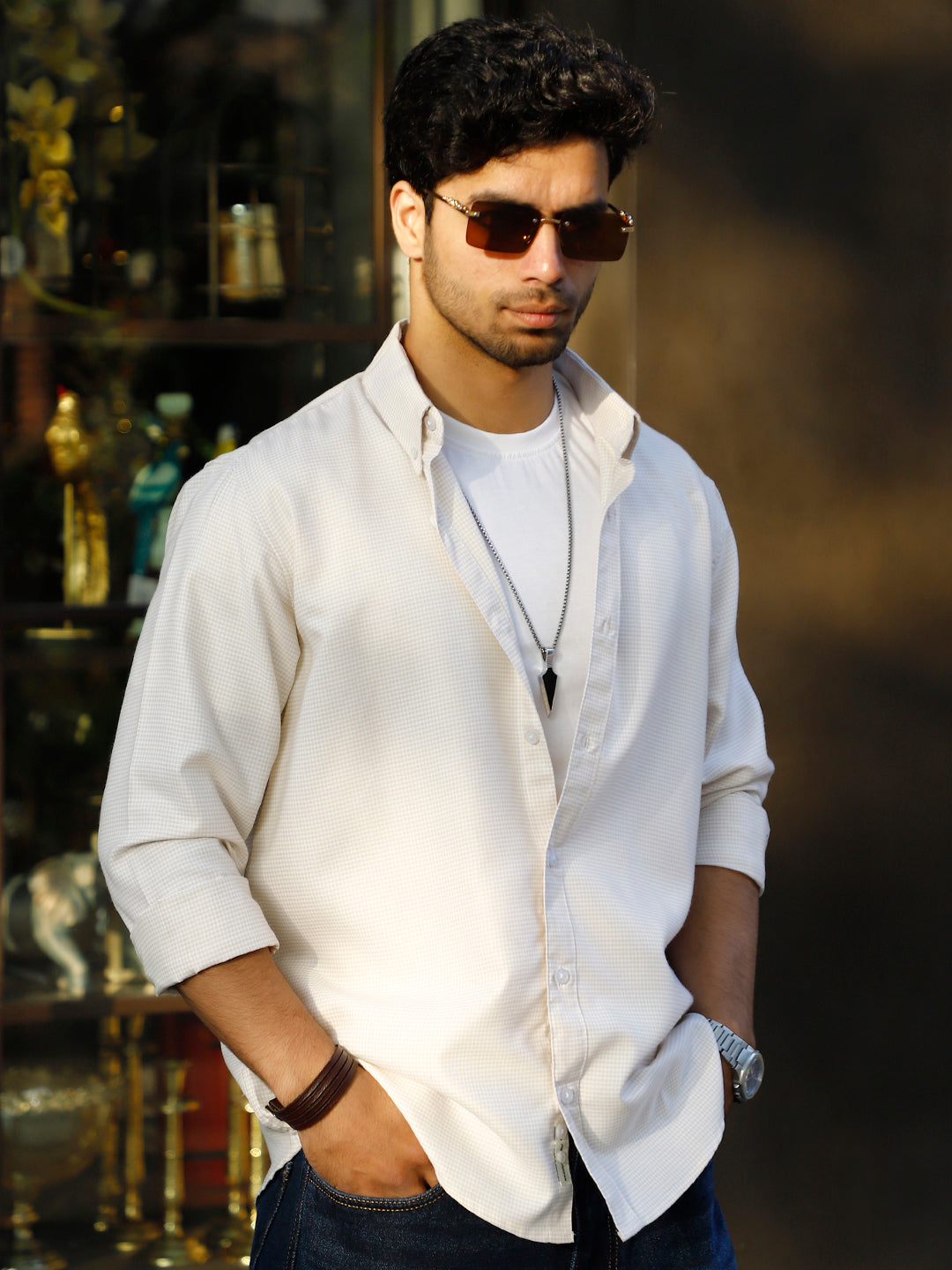 Desert Bloom Light Yellow Check full Sleeve shirt